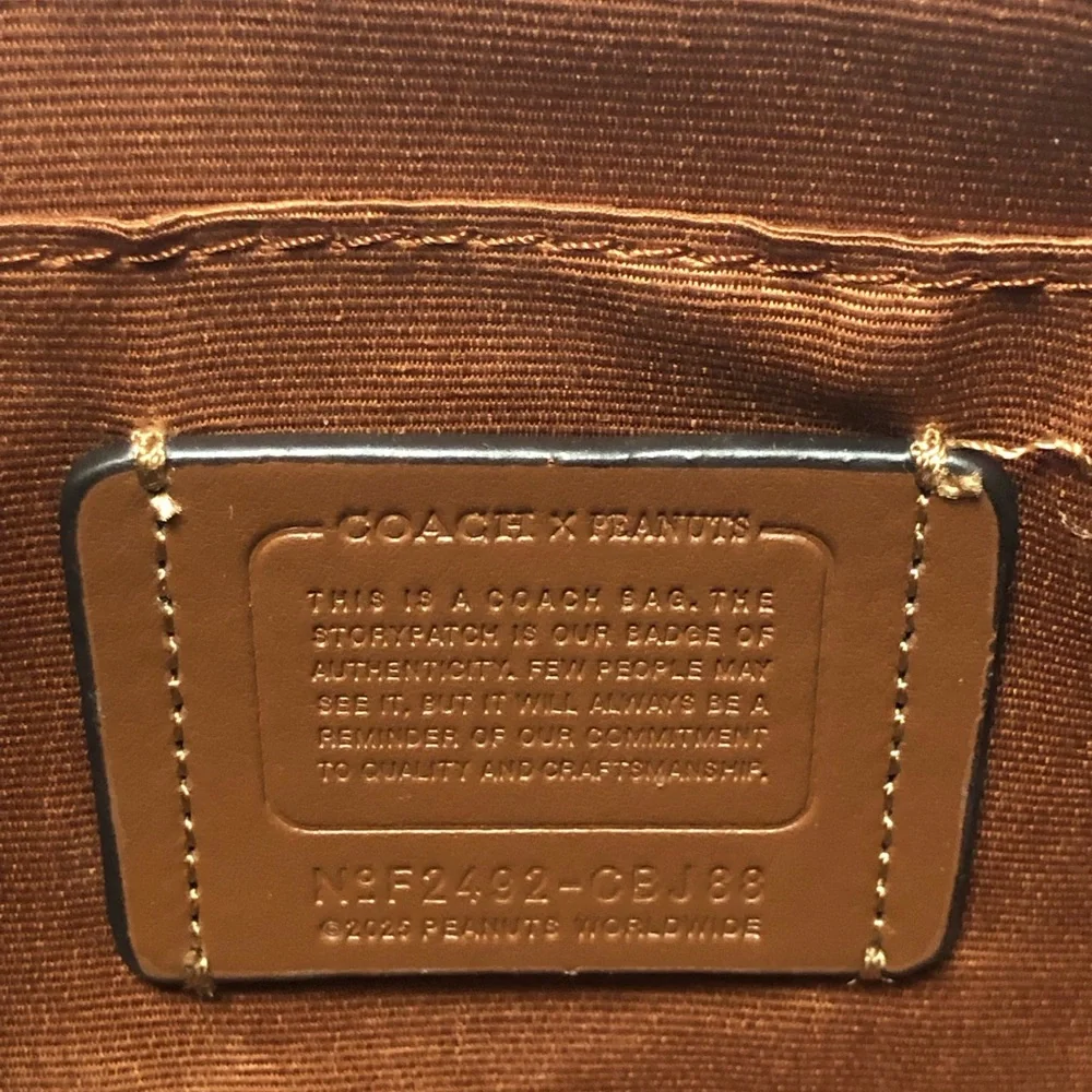 Coach Brown Snoopy & Woodstock Printed Teri mini Crossbody - Picture 6 of 7